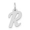 14K White Gold Small Script Initial Letter R Charm Jewerly 17mm x 8mm
